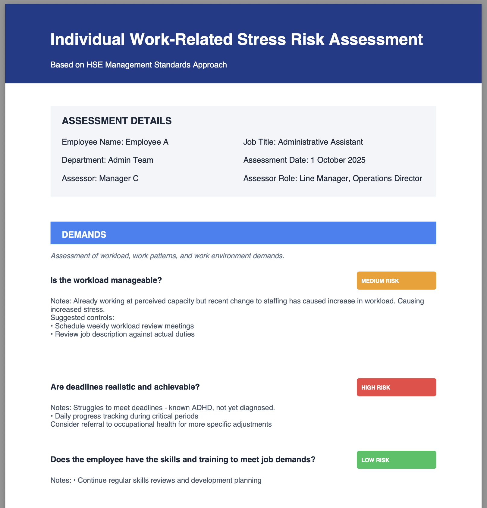 Stress Risk Assessment Examples Individual Work-Related Stress Risk Assessment | Occuvia Health